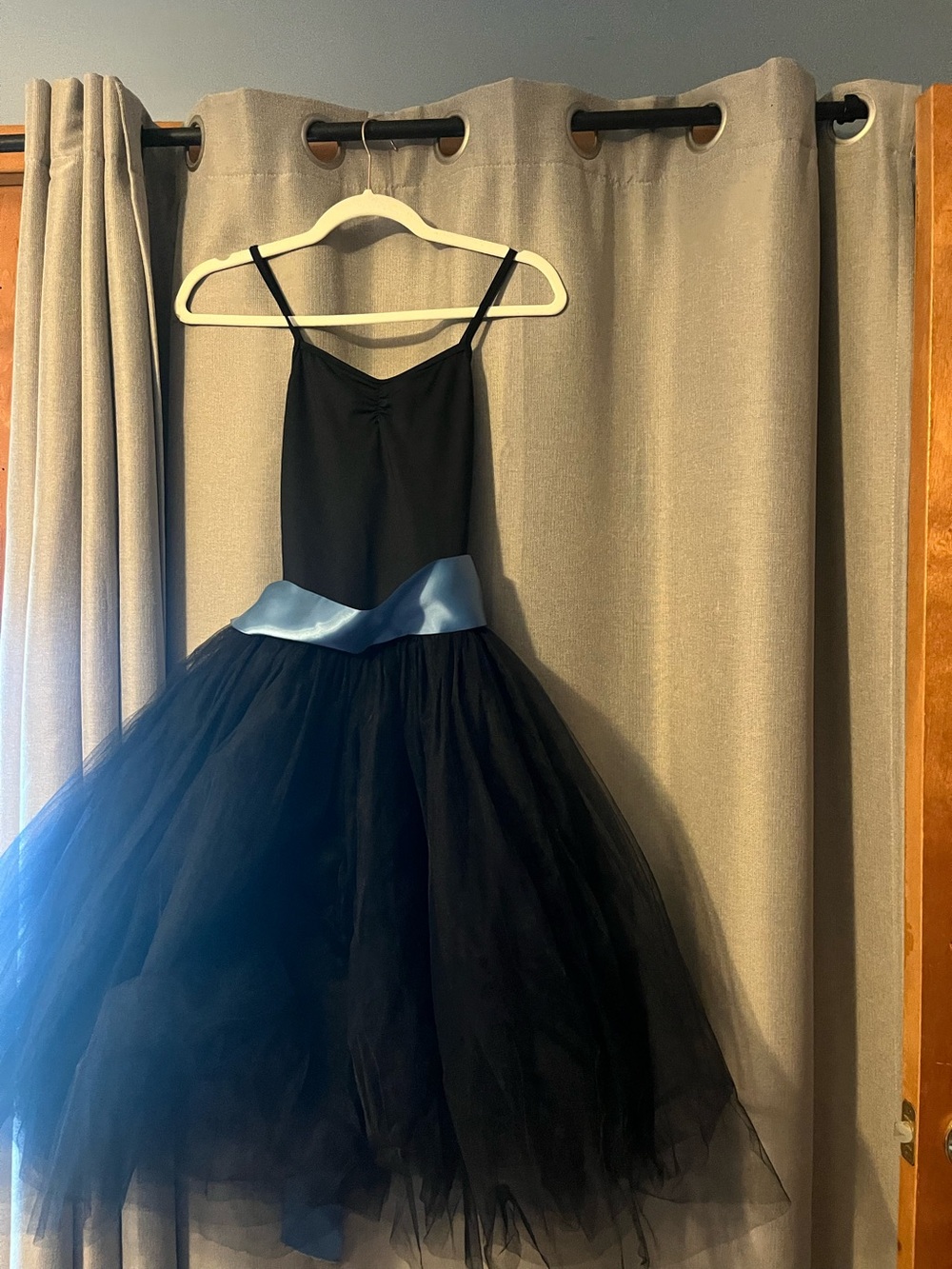 Revolution Black Tulle Dress with Light Blue Satin Sash - Kids Dance Costume